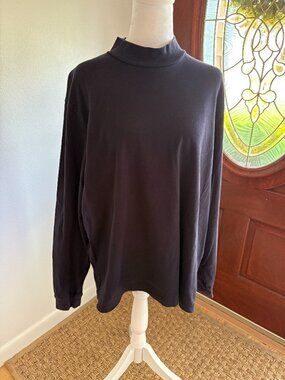 Eddie Bauer Women's Size Large Long Sleeve Pullover Shirt Navy Blue 100% Cotton